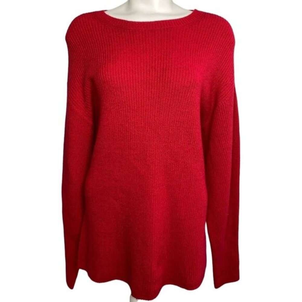 EXPRESS Crewneck Sweater Top Women's MEDIUM Red Relaxed-Fit Long-Sleeve NWOT